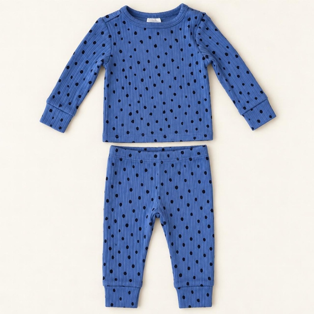 H&M Blue Ribbed Baby Matching Set – 4–6 Months